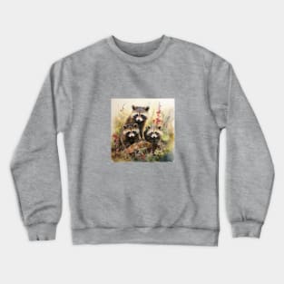 Three Cute Raccoons Crewneck Sweatshirt